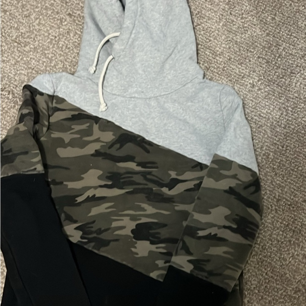 Gray and Camouflage Hoodie